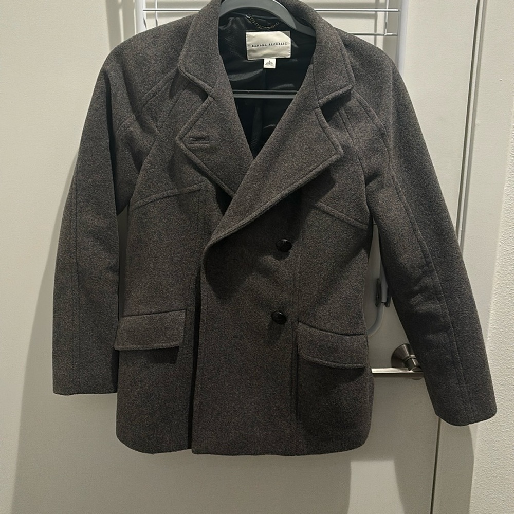 Grey Wool Pea Coat Banana Republic